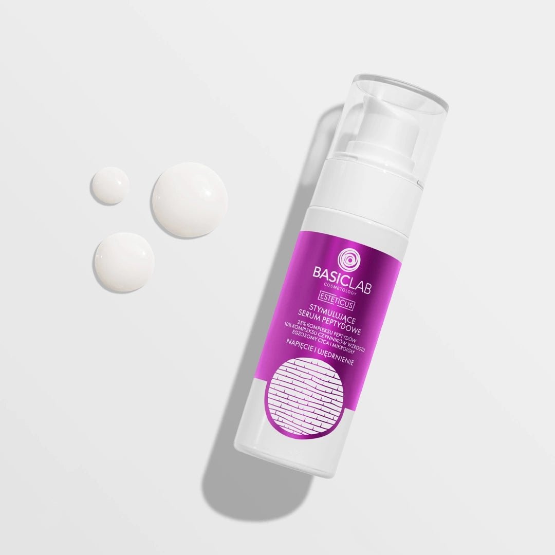 BasicLab ESTETICUS Stimulating peptide face serum for night, 25% peptide complex, 10% growth factor complex, CICA exosomes & micro - needles 30ml - BasicLab - Vesa Beauty