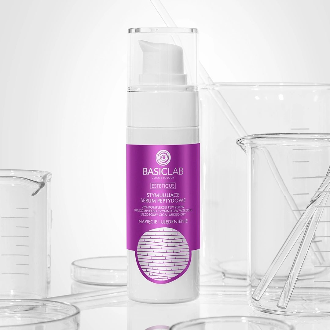 BasicLab ESTETICUS Stimulating peptide face serum for night, 25% peptide complex, 10% growth factor complex, CICA exosomes & micro - needles 30ml - BasicLab - Vesa Beauty