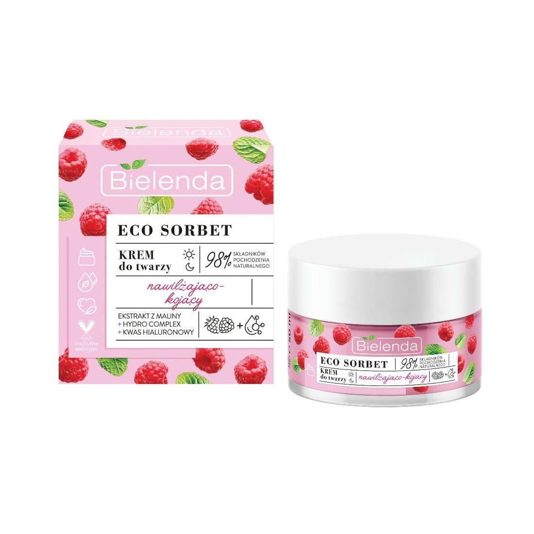 Bielenda ECO SORBET - Raspberry - Moisturizing & Soothing Cream 50ml - Bielenda - Vesa Beauty