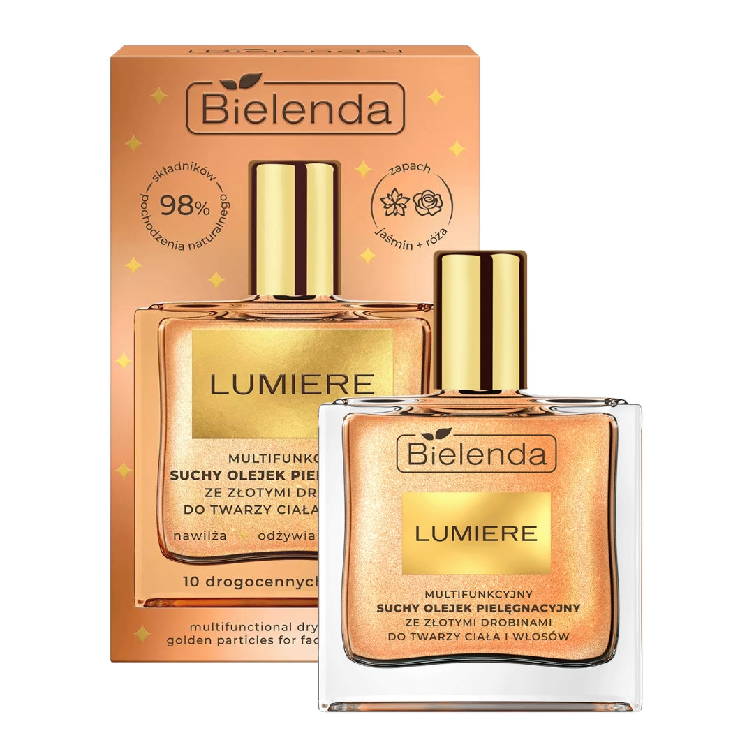 Natural Cosmetics LUMIERE Multifunctional dry care oil with golden particles for face, body & hair 50ml