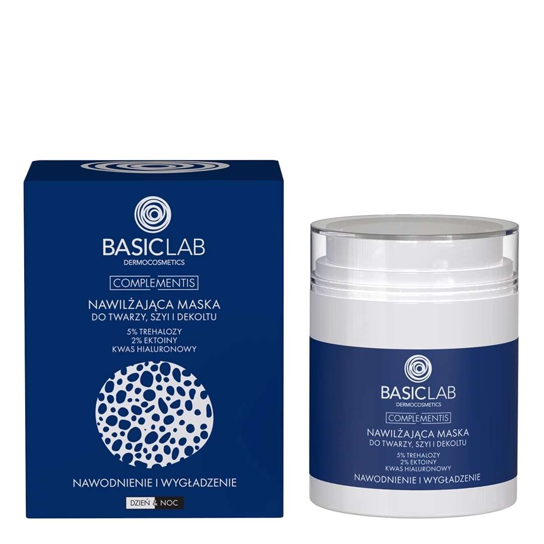 COMPLEMENTIS Moisturising Face, Neck & Décolleté Mask – 5% Trehalose, 2% Ectoin, Hyaluronic Acid 50ml - BasicLab - Vesa Beauty