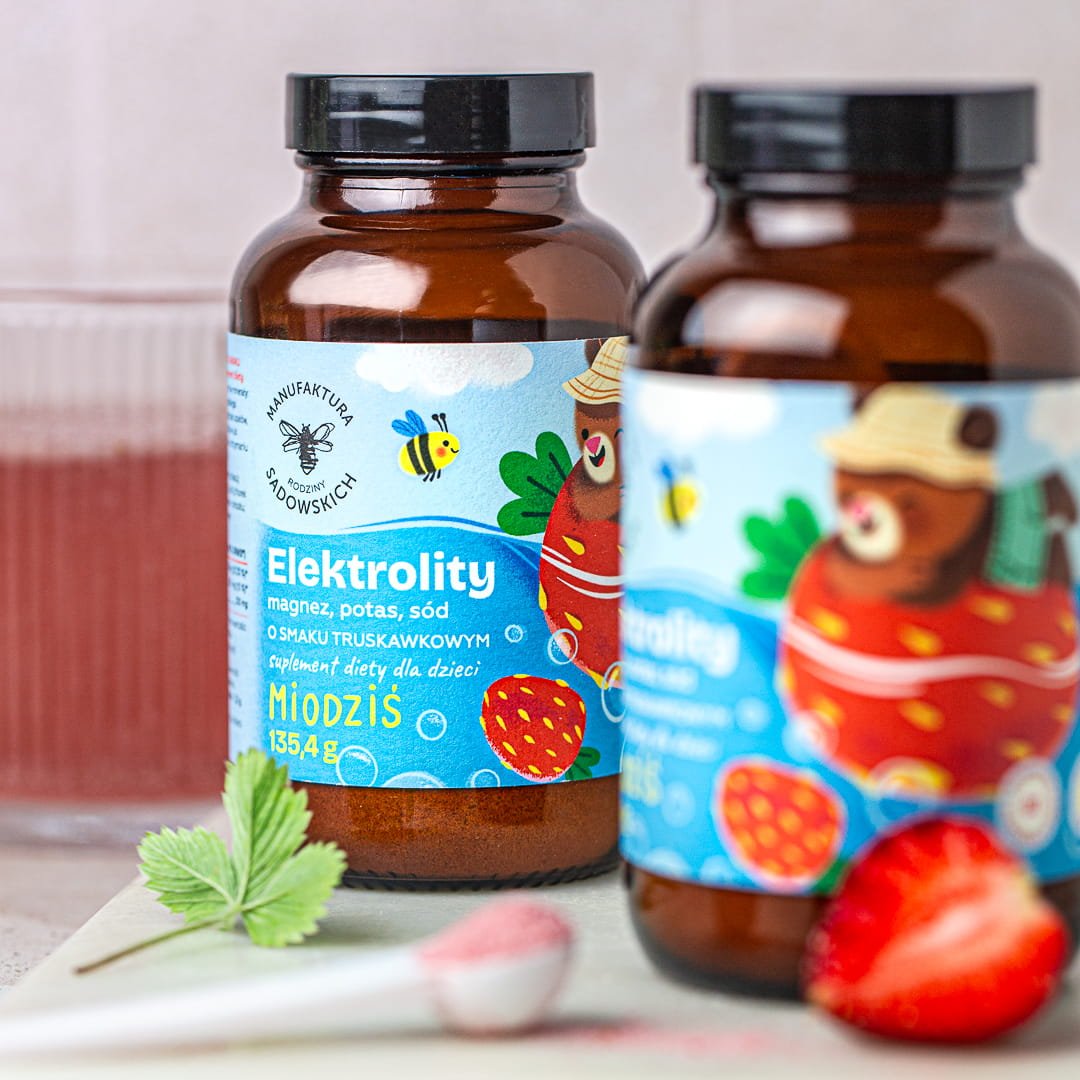 Electrolytes for kids with strawberry flavor - Honey Bear 135,4 g (60 servings) - Sadowski Bee Gardens - Vesa Beauty