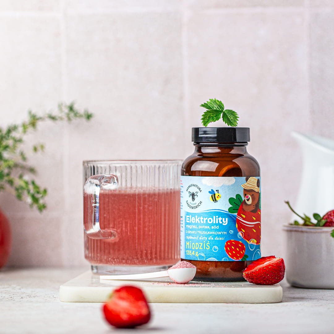 Electrolytes for kids with strawberry flavor - Honey Bear 135,4 g (60 servings) - Sadowski Bee Gardens - Vesa Beauty