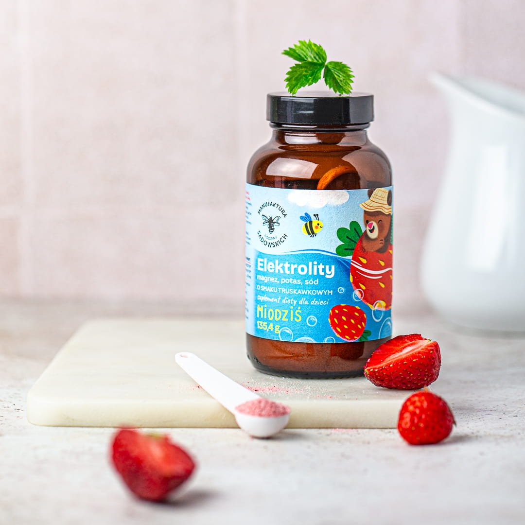 Electrolytes for kids with strawberry flavor - Honey Bear 135,4 g (60 servings) - Sadowski Bee Gardens - Vesa Beauty