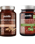 Food Supplements SET 1+1 FREE: Ashwagandha 60caps + European Olive Leaf extract +Zinc +Garlic 60caps - Purella Superfoods - Vesa Beauty