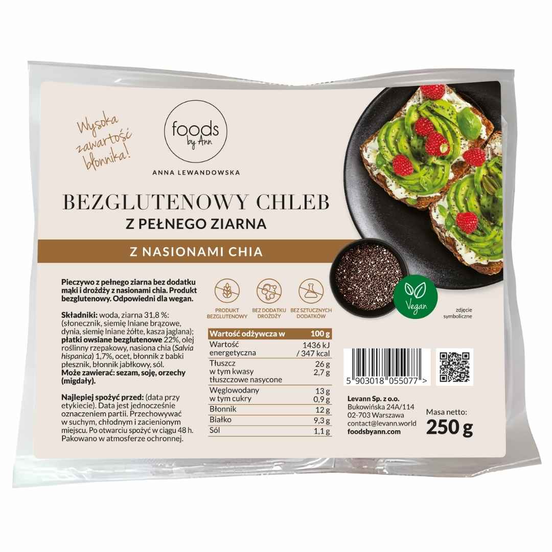 Gluten - Free Whole Grain Bread with Chia Seeds 250g - Foods by Ann - Vesa Beauty