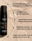 LOVE AT FIRST TAN COCOA KISS Express Tanning Foam with vegan DHA, erythrulose and amber extract 200ml - Veoli Botanica - Vesa Beauty