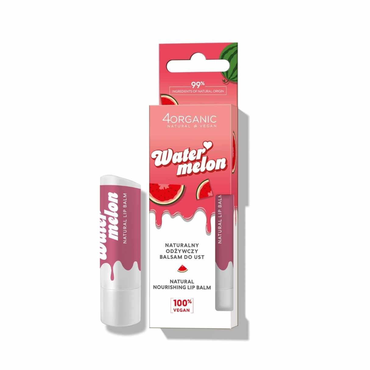 Natural Nourishing Lip Balm - Watermelon 5g - 4Organic - Vesa Beauty