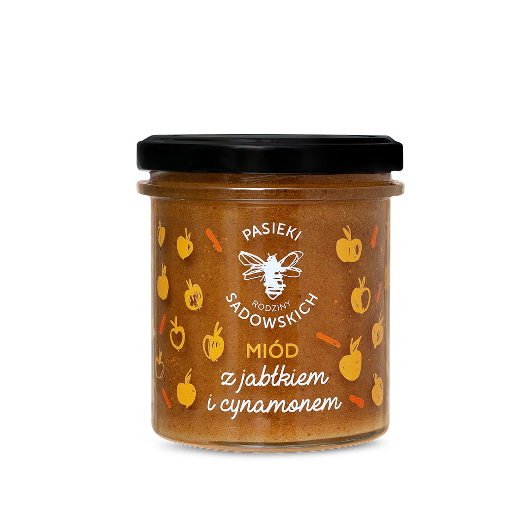 Sadowski Bee Gardens Honey with apple and cinnamon 430g - Pasieki Sadowskich - Vesa Beauty