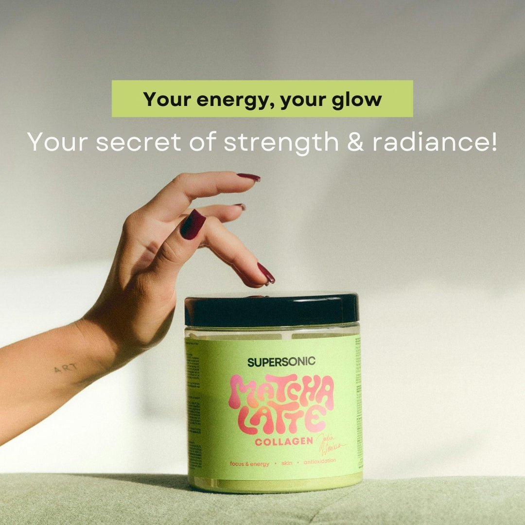 SUPERSONIC Matcha Latte Collagen - focus & energy, skin, antioxidation 280g - SUPERSONIC - Vesa Beauty