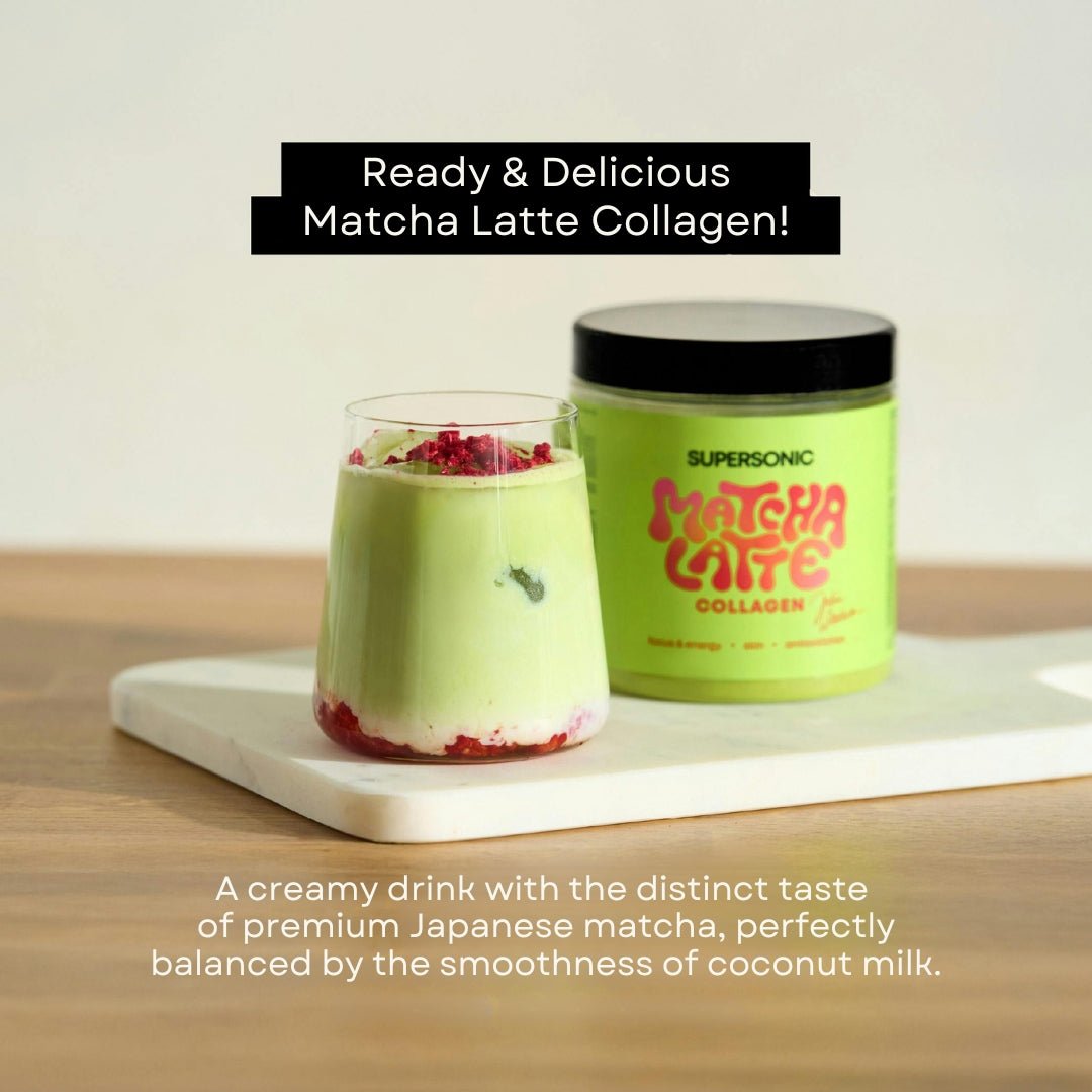 SUPERSONIC Matcha Latte Collagen - focus & energy, skin, antioxidation 280g - SUPERSONIC - Vesa Beauty