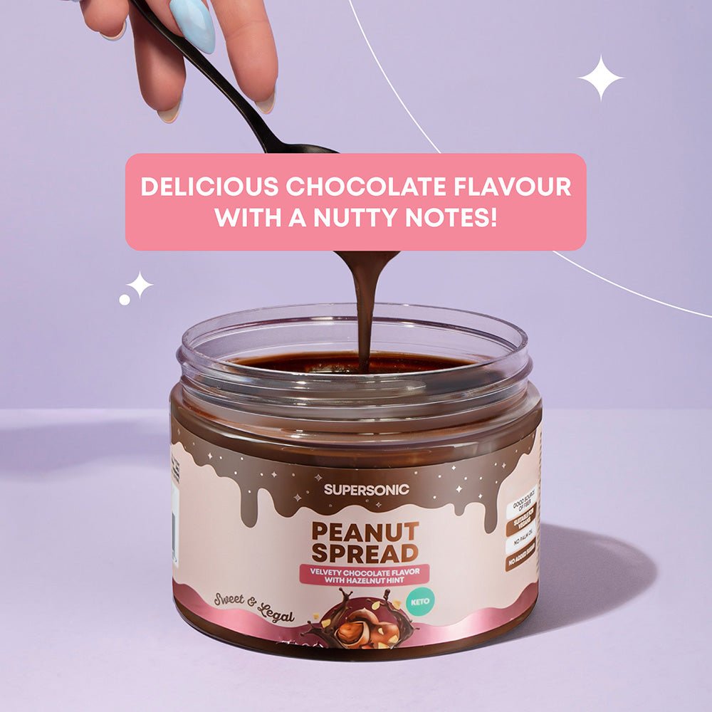 SUPERSONIC Peanut Spread with Velvety Chocolate flavour with Hazelnut hint LOW CARB 250g - SUPERSONIC - Vesa Beauty