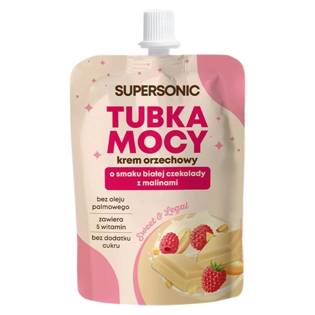 SUPERSONIC Power Tube - Nut cream with white chocolate & raspberries flavour 50g - SUPERSONIC - Vesa Beauty