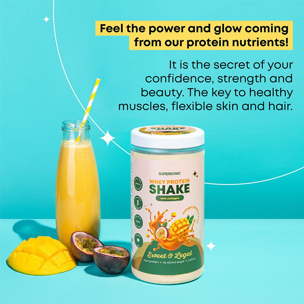 SUPERSONIC Whey Protein SHAKE with collagen - Mango - Passion Fruit KETO 560g - SUPERSONIC - Vesa Beauty