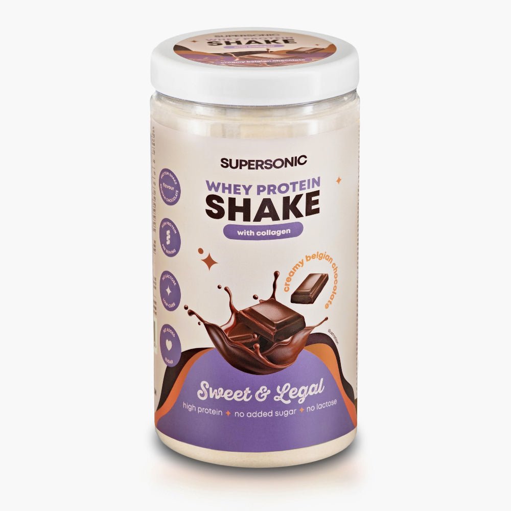 Whey Protein SHAKE with collagen - Belgian Chocolate 560g - SUPERSONIC - Vesa Beauty
