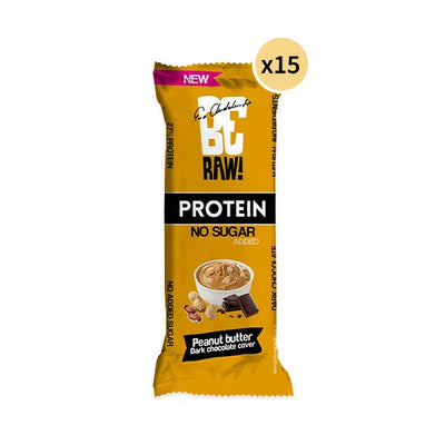 15x Be Raw Protein bar 27% Peanut Butter with peanuts and chocolate cover 40g - VESA UK