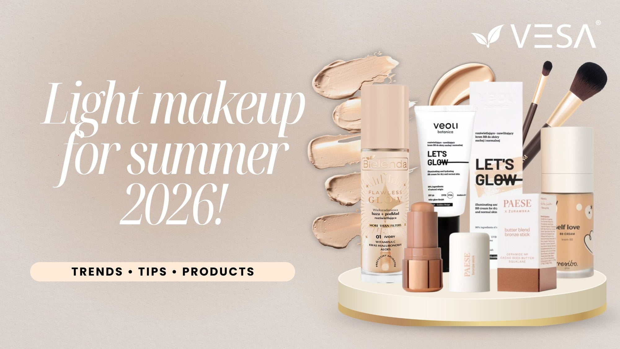 Discover summer makeup trends 2026: glow skin, lightweight base, cream contouring and SPF. Learn how to achieve fresh, radiant “no-makeup makeup” skin.