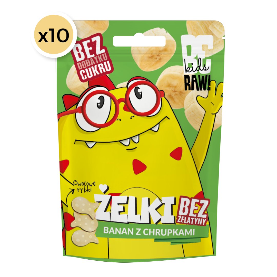 10x Be Raw Kids Jelly Beans - Banana with Crisps 35g - Be Raw - Vesa Beauty