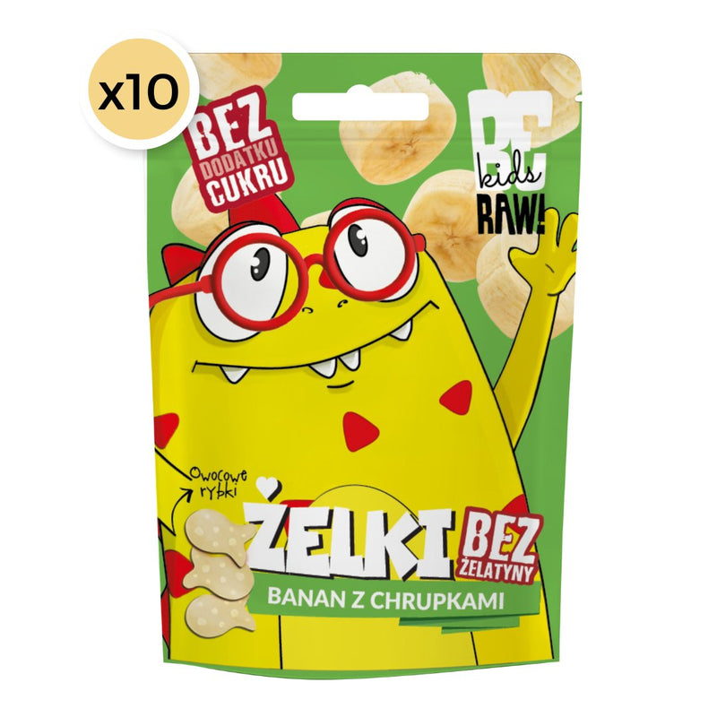 10x Be Raw Kids Jelly Beans - Banana with Crisps 35g - Be Raw - Vesa Beauty