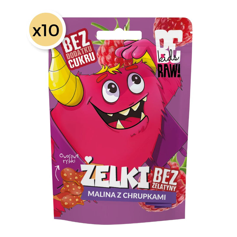 10x Be Raw Kids Jelly Beans - Raspberry with Crisps 35g - Be Raw - Vesa Beauty