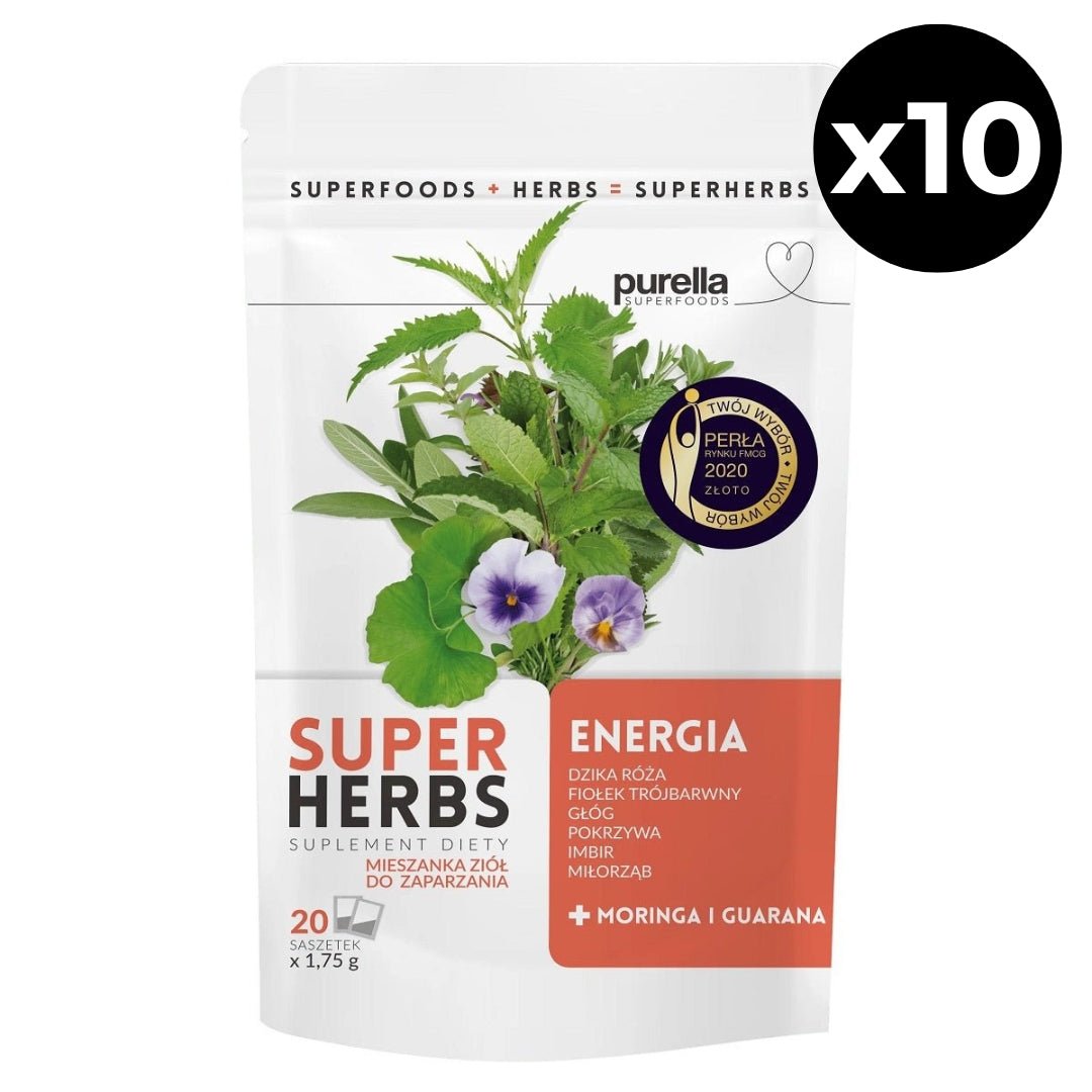 10x Purella Herbal Infusion - Energy Superherbs (20x 1.75g) - Purella Superfoods - Vesa Beauty