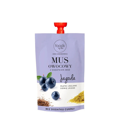 12x Foods by Ann Fruit puree with cereals Blueberry & Millet flakes & Linseed 100g - Foods by Ann - Vesa Beauty