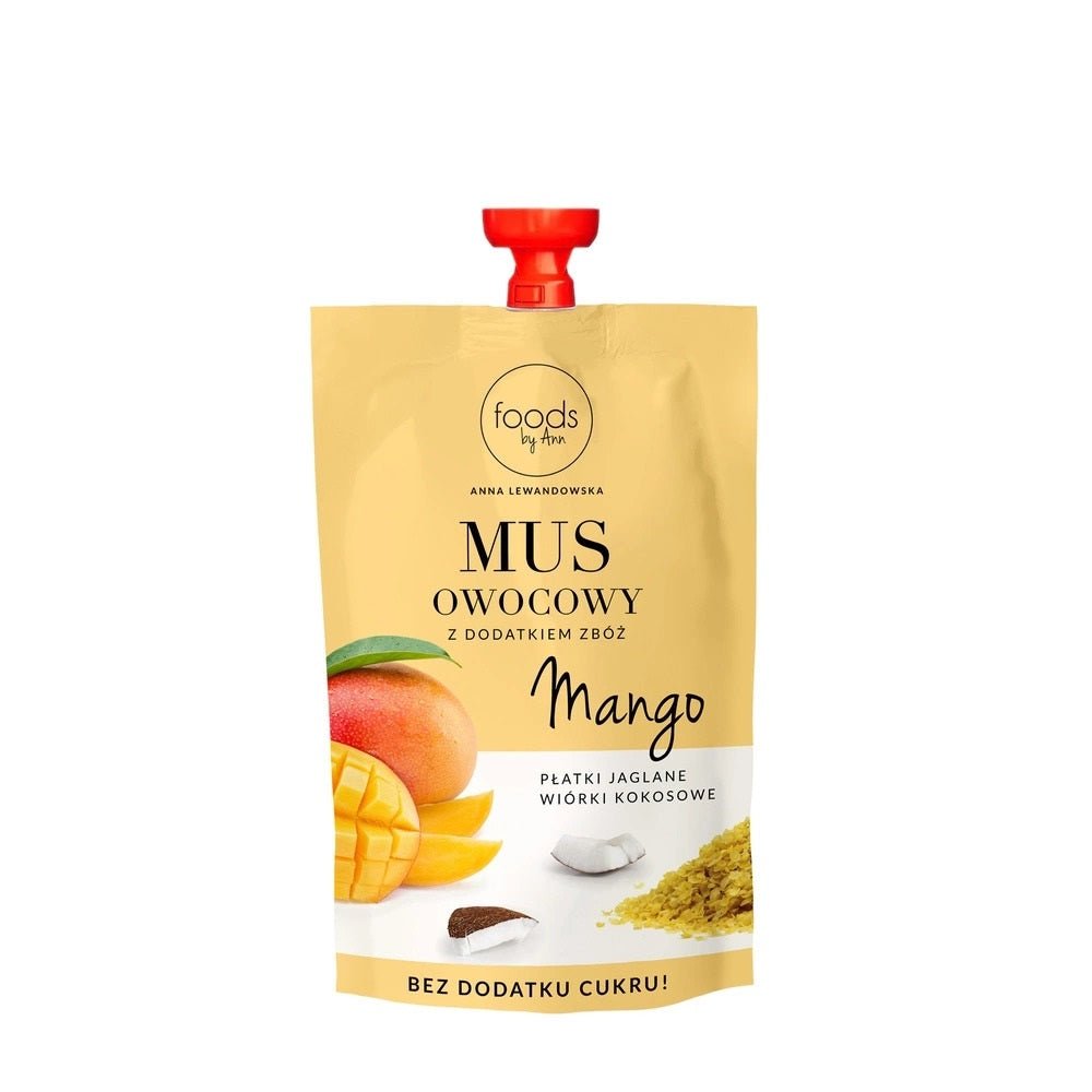 12x Foods by Ann Fruit puree with cereals Mango & Millet flakes & Coconut flakes 100g - Foods by Ann - Vesa Beauty