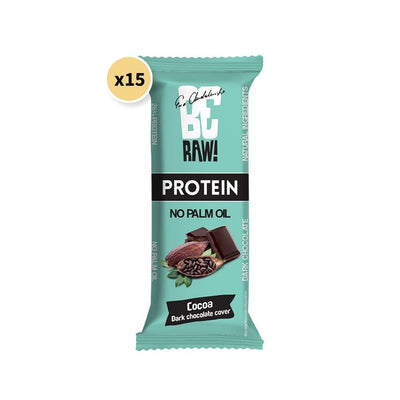 15x Be Raw Protein 26% Bar - Cocoa dark chocolate cover 40g - Be Raw - Vesa Beauty