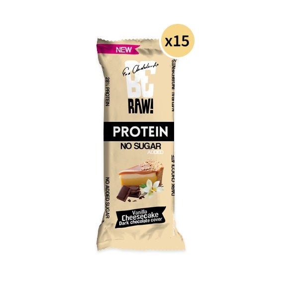 15x Be Raw Protein 28% Bar - Vanilla Cheesecake dark chocolate covered 40g - Be Raw - Vesa Beauty