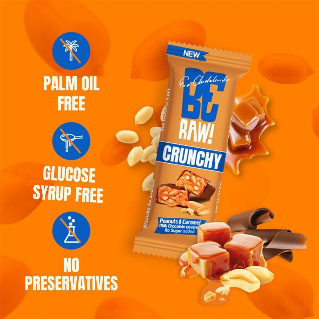 15x Crunchy Peanuts & Caramel Bar 40g - Be Raw - Vesa Beauty
