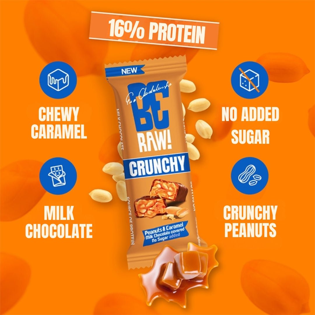 15x Crunchy Peanuts & Caramel Bar 40g - Be Raw - Vesa Beauty