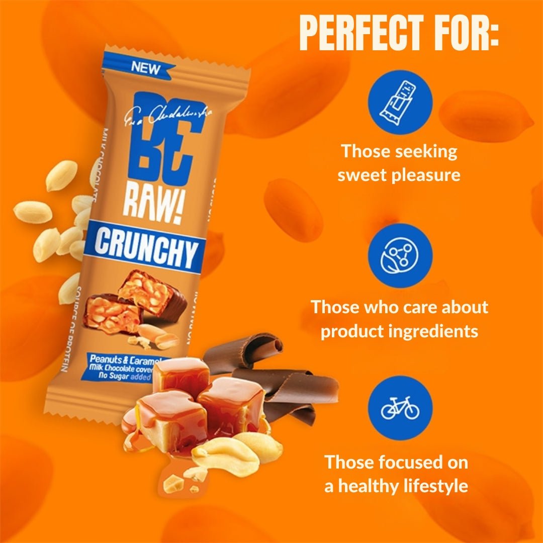 15x Crunchy Peanuts & Caramel Bar 40g - Be Raw - Vesa Beauty