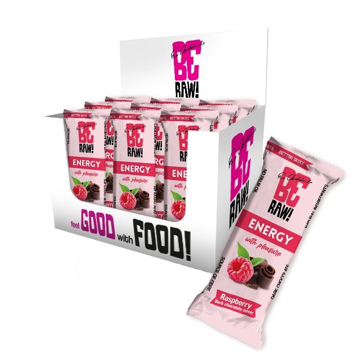 15x Energy Bar - Raspberry Dark chocolate cover 40g - Be Raw - Vesa Beauty