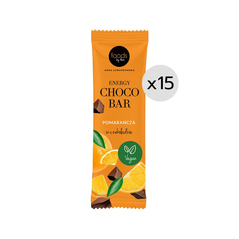 15x Foods by Ann Energy Choco Bar Orange in Chocolate 35g - Foods by Ann - Vesa Beauty