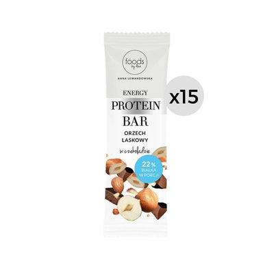 15x Foods by Ann Energy Protein Bar Hazelnut in chocolate 35g - VESA UK