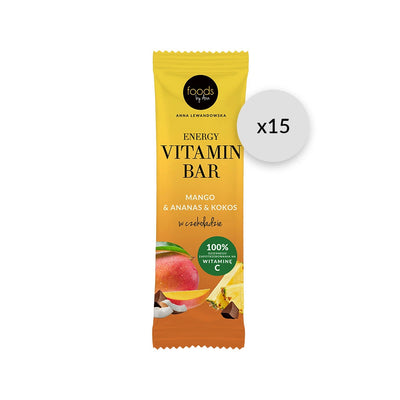 15x Foods by Ann Energy Vitamin Bar Mango & Pineapple & Coconut 35g - VESA UK