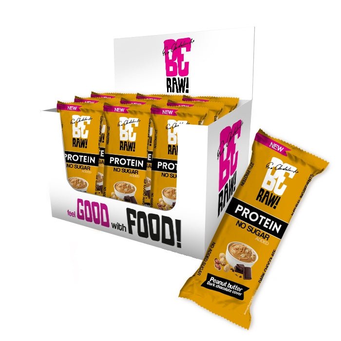 15x Protein 27% Bar - Peanut Butter dark chocolate cover 40g - Be Raw - Vesa Beauty