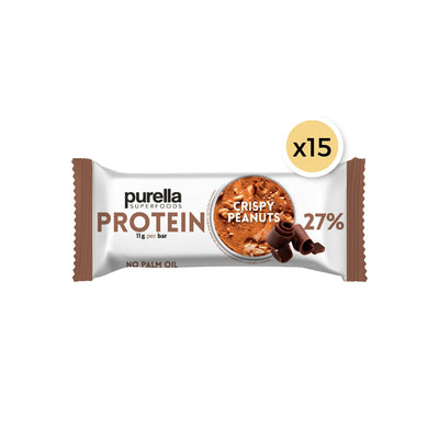 15x Purella 27% Protein Bar Crispy Peanuts 40g