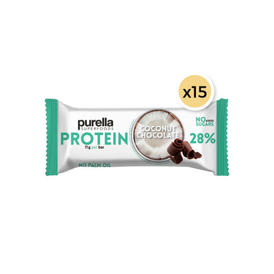 15x Purella 28% Protein Bar Coconut Chocolate 40g