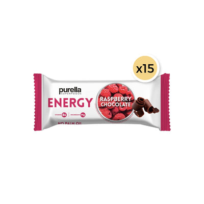 15x Purella Energy Bar Raspberry Chocolate 40g