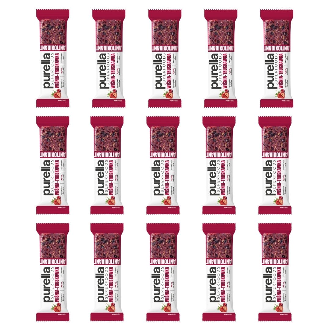 15x Purella SuperFoods Bar - Cherry - Strawberry Antioxidant 40g - Purella Superfoods - Vesa Beauty