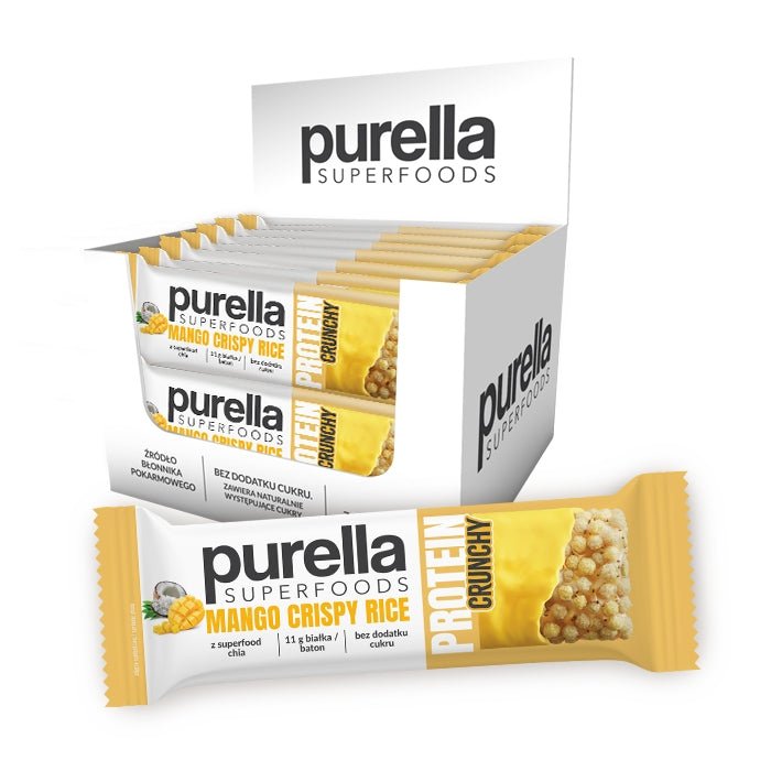 15x Purella SuperFoods Protein Bar - Mango Crispy Rice 45g - Purella Superfoods - Vesa Beauty