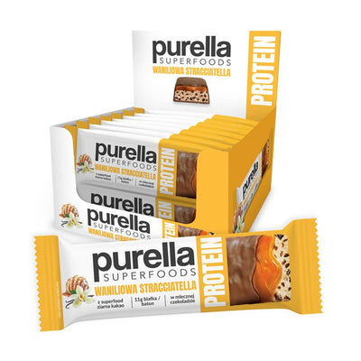 15x Purella SuperFoods Protein Bar - Vanilla Straciatella 45g - Purella Superfoods - Vesa Beauty