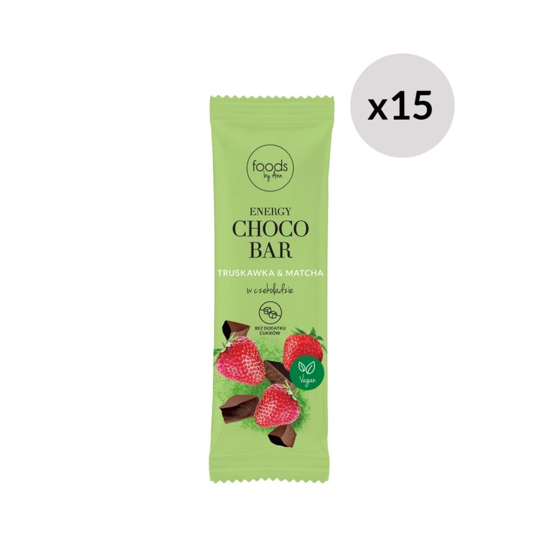Natural Cosmetics Foods by Ann Energy Choco Bar Strawberry & Matcha in chocolate 35g