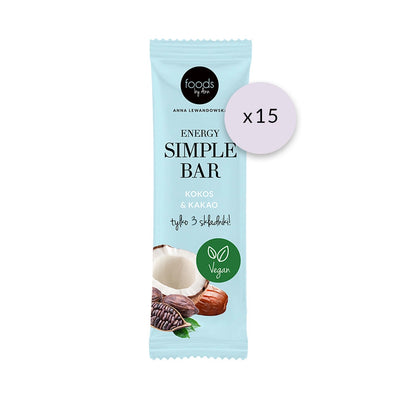 15x Foods by Ann Energy Simple Bar Coconut & Cocoa 35g - VESA UK 