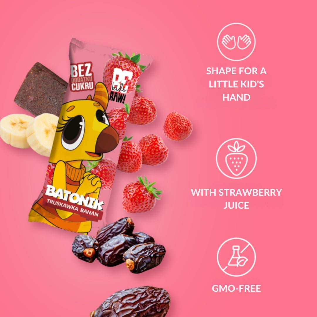 16x Kids Strawberry - Banana Bar 25g - Be Raw - Vesa Beauty