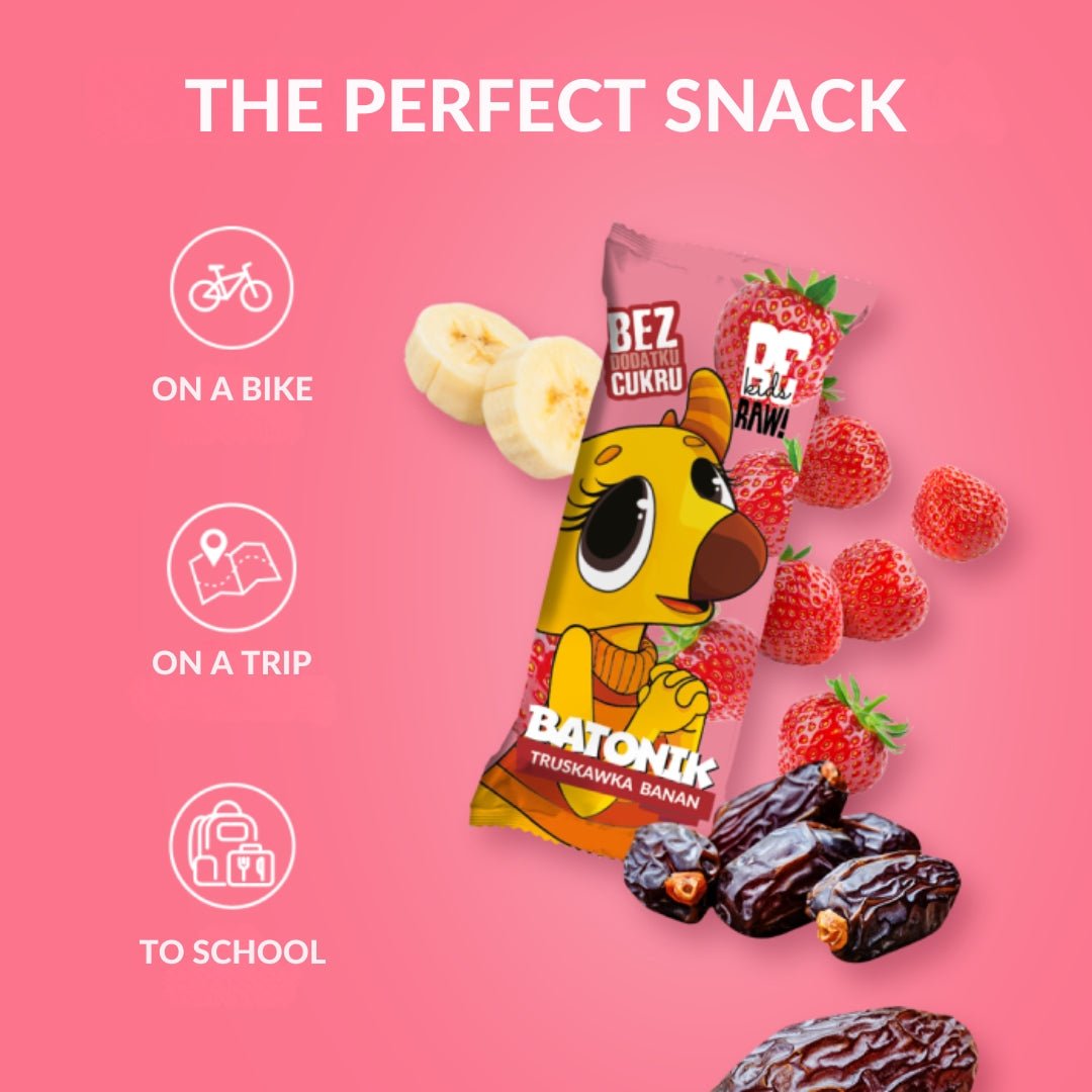 16x Kids Strawberry - Banana Bar 25g - Be Raw - Vesa Beauty