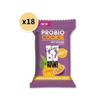 18x Be Raw Probio Cookie Mango&Passion Fruit 18g - Be Raw - Vesa Beauty