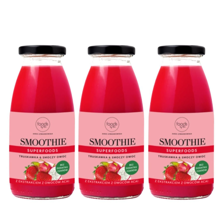 3x Foods by Ann Smoothie Strawberry & Currant & Dragonfruit 250ml - Foods by Ann - Vesa Beauty