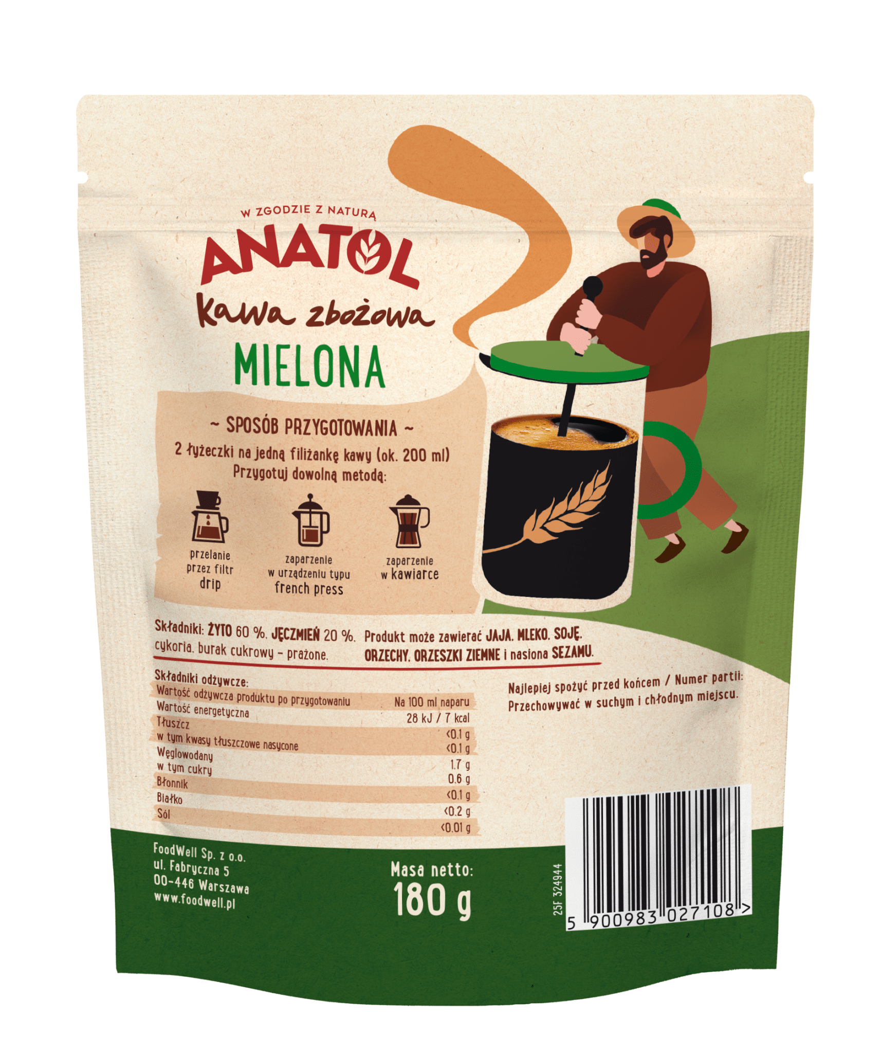 Anatol Ground cereal coffee 180g - Anatol - Vesa Beauty